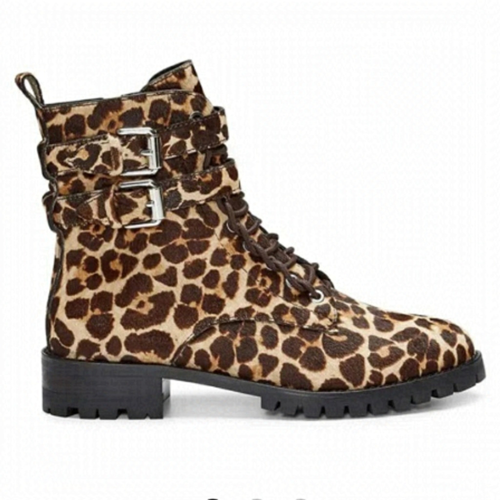 Rebecca MINKOFF Jaiden Ponyhair Animal Print Combat Boots (Size 6)